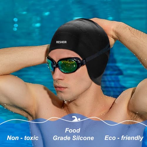 Silicone Swim Cap for Long Hair - Water-Resistant Pink Swim Hat