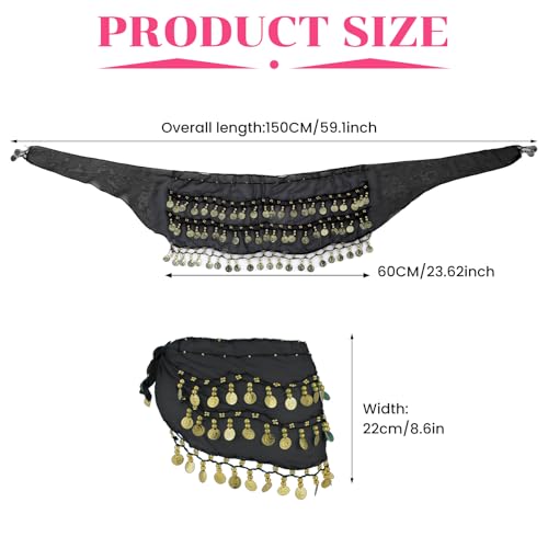 AHQiZFX 12 Pcs Belly Dance Sequin Tassel Skirt Set with Coin Embellishments