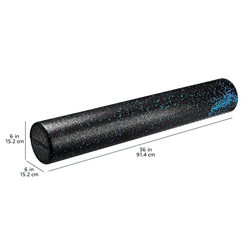 High-Density Foam Roller for Exercise and Recovery - 36 Inches, Blue Speckled