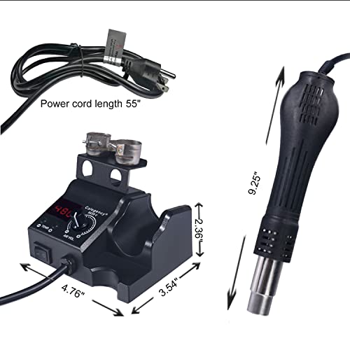 Premium Hot Air Rework Station, Digital Soldering Station with Airflow Adjustable 100-480¡É Heat Resistant Hot Air Gun, Soldering Iron Station Kit for BGA IC SMD Desoldering Tool and Hobby