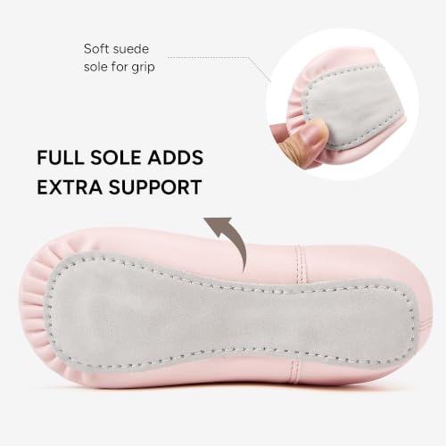 Toddler Ballet Shoes - PU Leather Upper with Drawstring - Ballet Pink