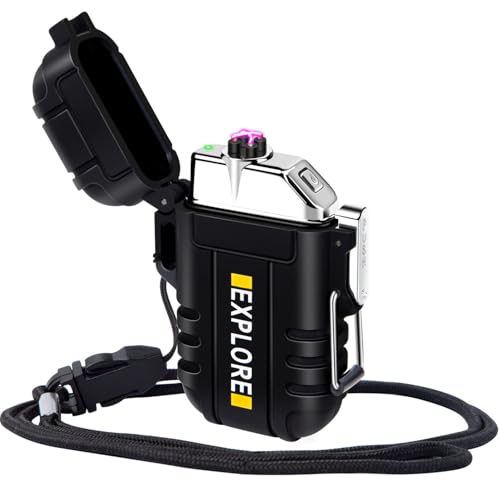 Rechargeable Dual Arc Plasma Lighter - Waterproof Black Dual Arc