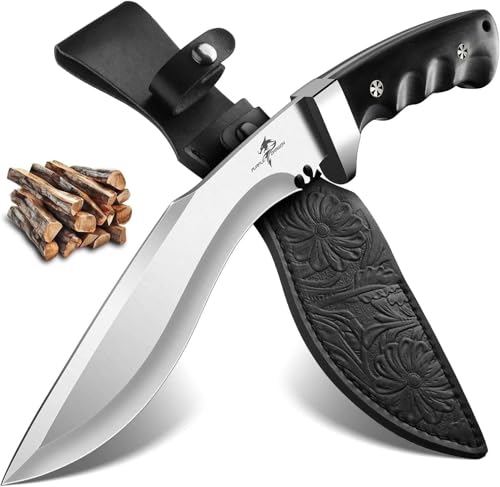 Black Purple Dragon Kukri Knife with Sheath - Heavy Duty Fixed Blade