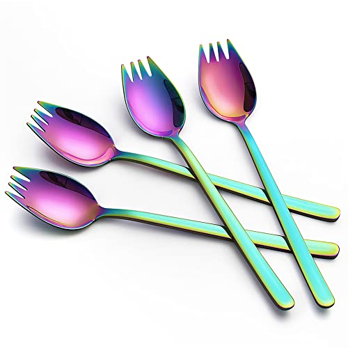 Rainbow Spork Set - 4-Pack Colorful 18/10 Stainless Steel Sporks