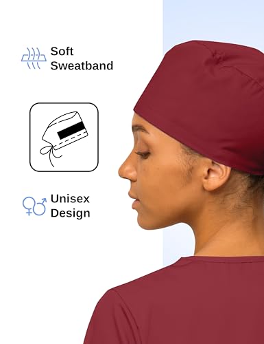 Women’s Red Working Scrub Cap - Adjustable, Lightweight & Washable