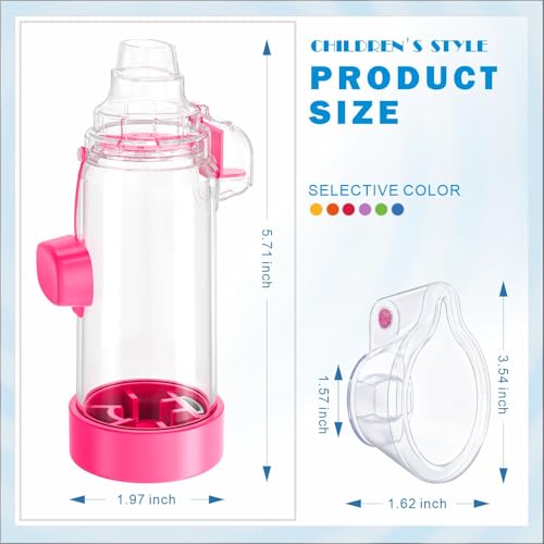 Pink Kids & Adults Inhaler Spacer with Soft Fit Mask Portable Lightweight