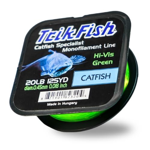 Premium Catfish Fishing Line – Hi-Vis Green Monofilament, 20lb, 125 Yards