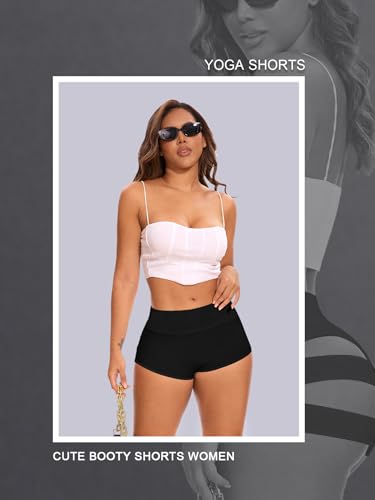 Boudaner Medium Black Cut Out Booty Yoga Shorts High Waisted Butt Scrunch