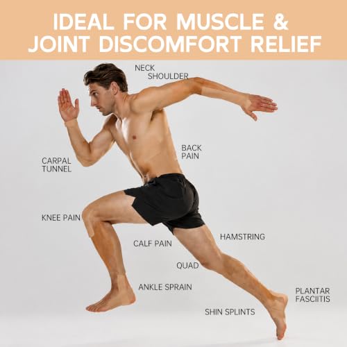 Kinesiology Tape - Waterproof Elastic Muscle Support Tape, Beige, 2 in x 16.4 ft
