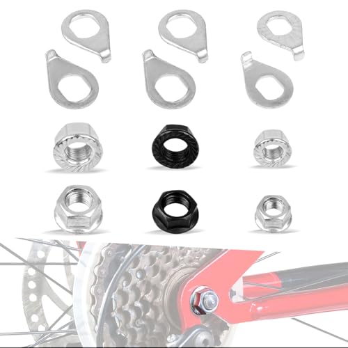 Bicycle Axle Nut Kit with Washers - 12PCS M8 M9.5 M10