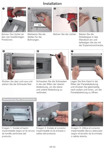 Mollom 36 Way Power Distribution Box with Bus Bars and Din Rail for Miniature Circuit Breaker MCB, Waterproof IP66.Padlock Available for Indoor and Outdoor Use
