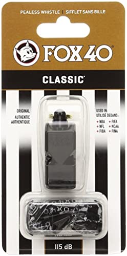 Fox 40 Classic Whistle with Breakaway Lanyard - Black