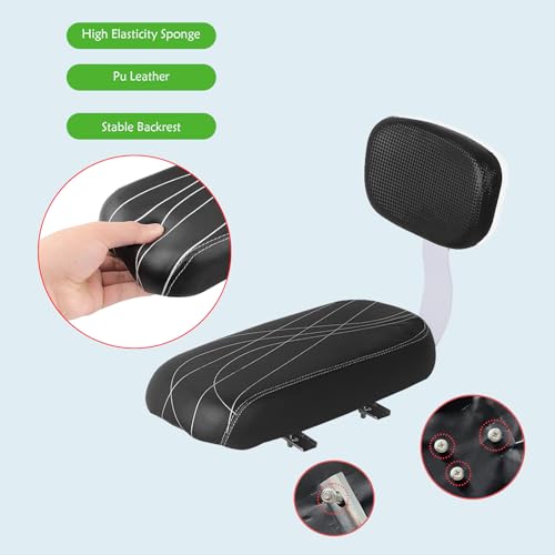 Bicycle Rear Seat with Backrest & Cushion for Kids - Black