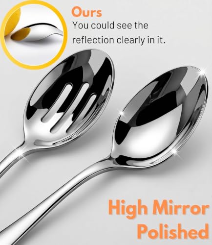4-Piece Serving Spoon Set - 8.5-Inch Solid & Slotted Spoons