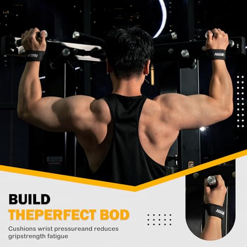 Padded Weightlifting Straps with Neoprene Padding - Black