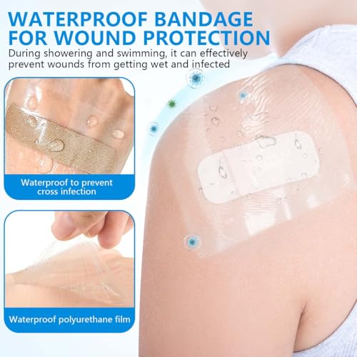 Transparent Waterproof Adhesive Bandages - 50 Sheets, 4x4 Inch