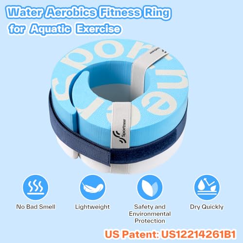 Water Aerobics Float Ring Set - Adjustable 8-13 Inch Sky Blue Cuffs