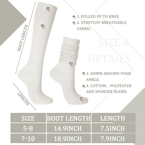 Slouch Socks for Women - 3 Pairs in Beige, White, Khaki