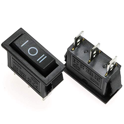 3-Pin SPDT On-Off-On Snap In Rocker Switch - 2 Pack