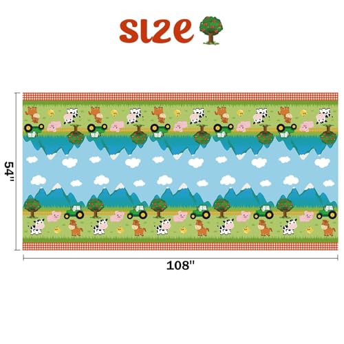 Farm Animal Tablecloth - 108"x54" Green Party Cover