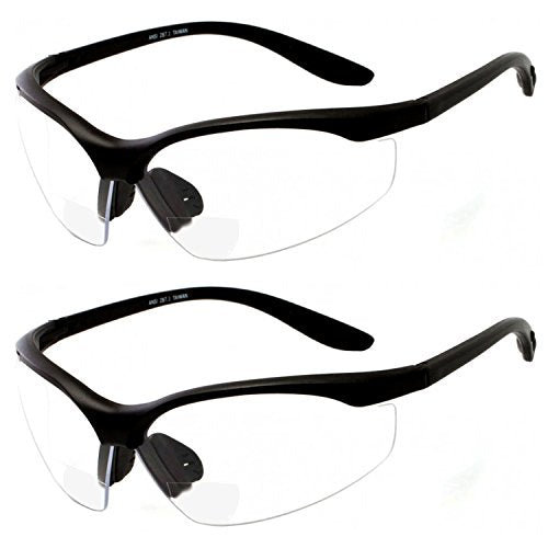 grinderPUNCH Bifocal Safety Glasses Readers ANSI Z87 Impact Resistant Bifocal Magnifying Safety Glasses - Diopter