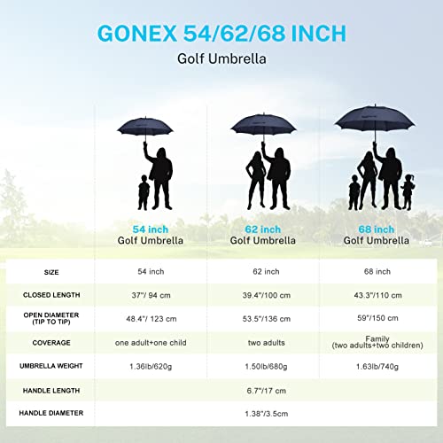 Gonex Navy 68-Inch Windproof UV Protection Golf Umbrella with Auto Open