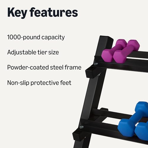 3-Tier Adjustable Dumbbell Weight Rack - Sturdy Steel Stand