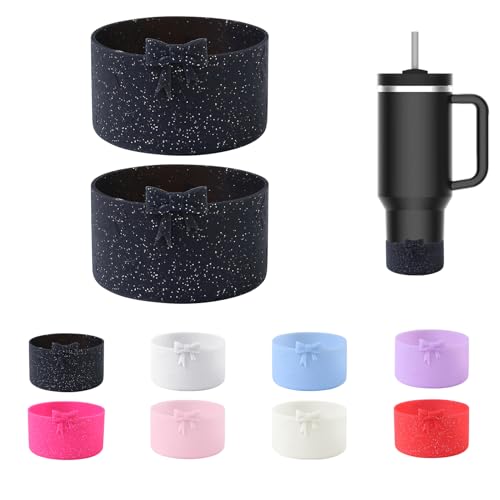 Bow Silicone Boot Sleeve for Stanley Tumbler - Glitter Black