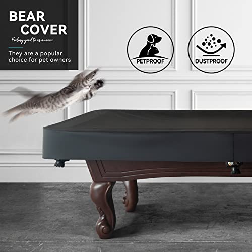 BearCover 7ft Heavy Duty Leatherette Pool Table Cover - Waterproof, Tearproof, 92" x 52" x 8" (7ft) Black