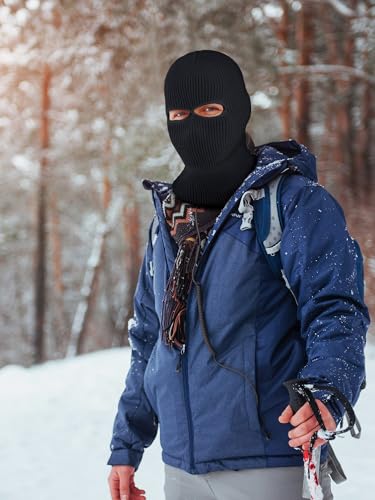 SATINIOR 2-Hole Knitted Ski Mask Full Face Cover Neck Gaiter Winter
