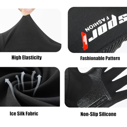 UPF 50+ Fingerless Sun Protection Gloves for Fishing and Driving - Black