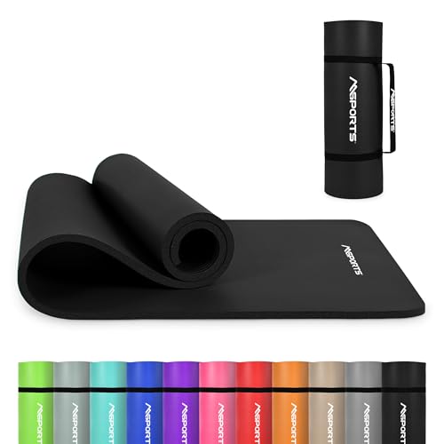 Yoga Mat - Extra Thick Non-Slip Foam, 74.5 x 40 x 0.6 in - Black