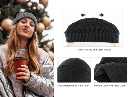 Winter Beanie Hat for Men & Women - Warm Knit Skull Cap - Black