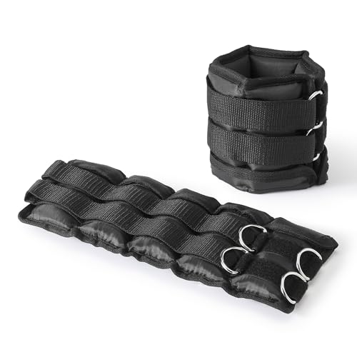Adjustable Ankle Weights Set - 5 Pound (2.5 lbs Each) - Black