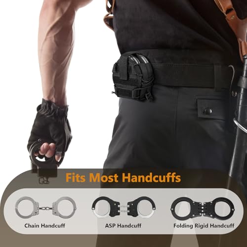 LarKoo Black Double Handcuff Holster Pouch for Duty Belt & Molle Tactical Vest