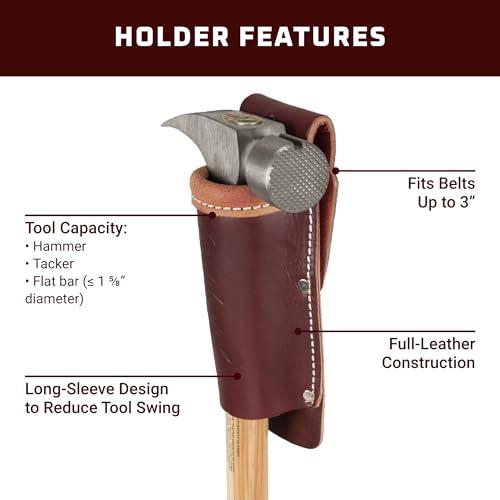 Occidental Leather No Slap Hammer Holder - Long Sleeve Design - Accommodates Hammer Tackers & Flat Bars - Accepts Up to a 3¡± Wide Belt - Made in USA