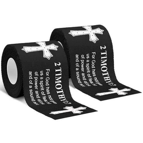 Christian Cross Athletic Tape - Black, 2 Timothy 1:7 - 2 Pcs