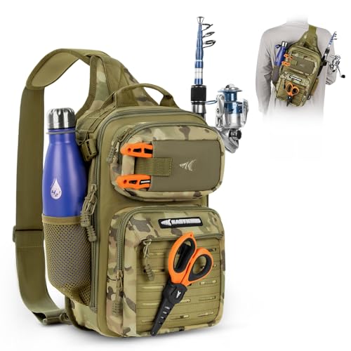 Fishing Sling Bag with Rod Holder - Water-Resistant Backpack