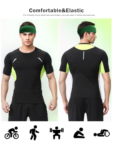JHYWELL Green Pack Unisex Sports Headbands Non-Slip Sweat-Wicking for Running Cycling Yoga