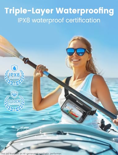 Niveaya Black & Black IPX8 Waterproof Floating Fanny Pack for Phone & Passport