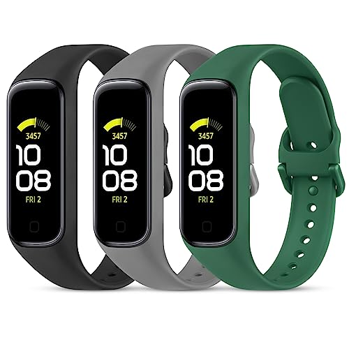 Silicone Sport Straps for Samsung Galaxy Fit 2 - 3 Pack Black, Dark Grey, Dark Green