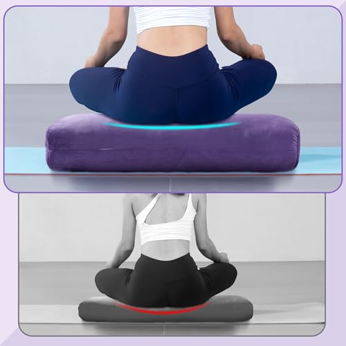 Yoga Bolster Pillow for Meditation - Rectangular Cushion, Purple