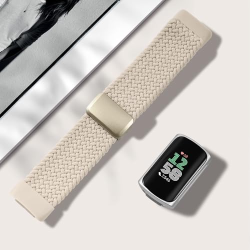 Magnetic Braided Nylon Strap for Fitbit Charge 6/5 - 01 Starlight