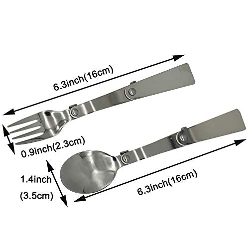 Folding Spoon and Fork Set - Compact Stainless Steel Utensils