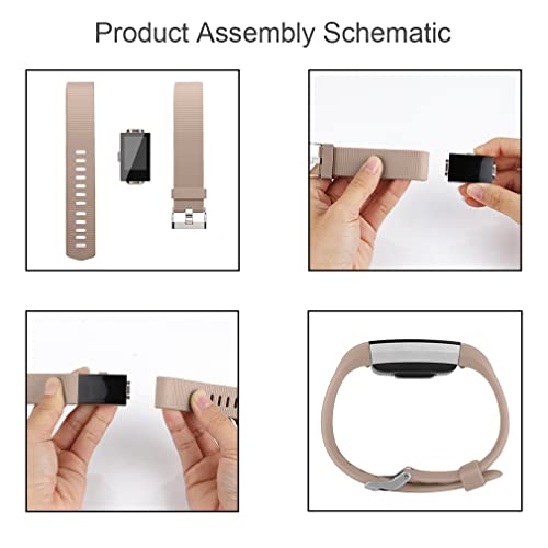 Adjustable Sport Bands for Fitbit Charge 2 - 3 Pack, Starlight/Milk Tea/Smoke Violet, Small