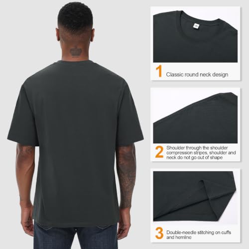 KEEPSHOWING Mens Oversized Short Sleeve T-Shirts Cotton Loose Fit Tees