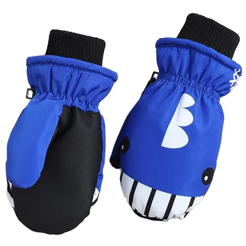 Kids Winter Warm Ski Gloves - Outdoor Mittens for Ages 4-8 - Blue