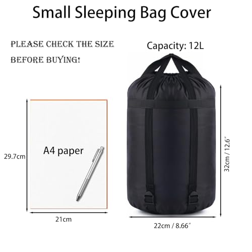 MOOCY 12L Black Waterproof Compression Sack 2-Pack for Sleeping Bags & Camping Gear