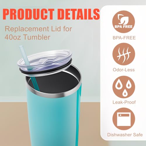 40 oz Tumbler Lid Replacement - 2 Pack for Silver Buffalo Tumblers