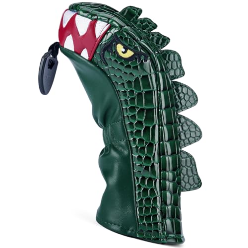Gbourly Golf Club Hybrid Headcover with Tyrannosaurus Rex Design, P/U Leather, Interchangeable Numbers U2-U6